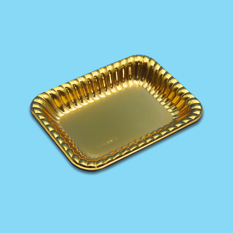 Customized Patterned Rectangular Golden Food Tray
